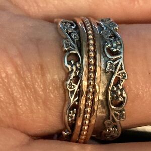 Sterling and copper ring, 11